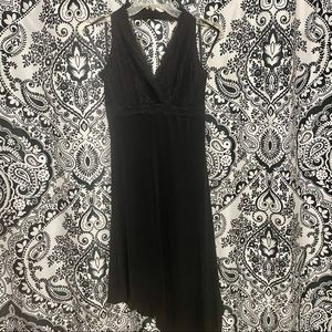 Black Lace Top Asymmetrical Halter Dress